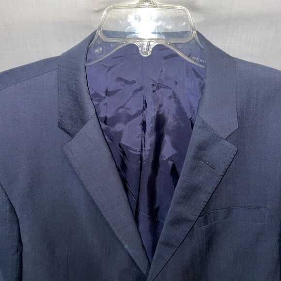 Coppley 1883 Men’s Dress Blazer Size 46L Navy Blue Wool Business Formal - Picture 4 of 14